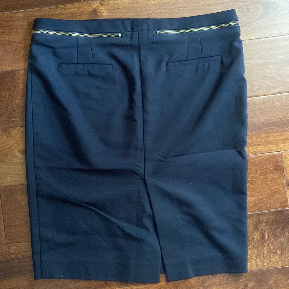 Zara Basic Black Pencil Skirt with Gold Zippers Size: L - Picture 2 of 3